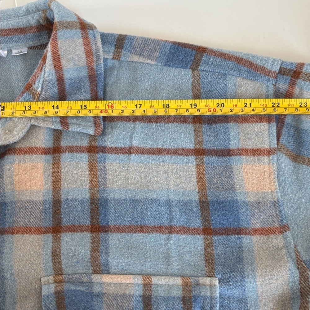 Ford Bronco shacket flannel blue brown cream flannel butterflies Bronco graphic - Picture 13 of 16